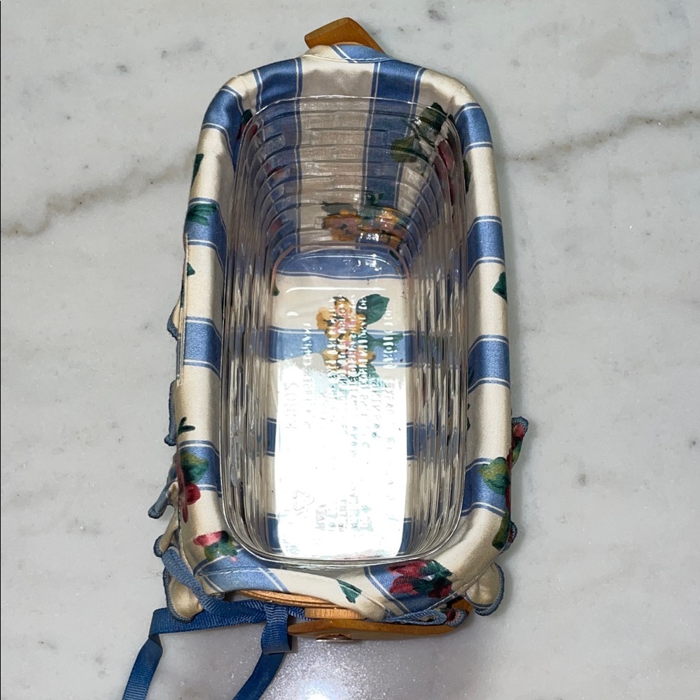 Longaberger Floral Woven Basket with Blue Accents - Picture 3 of 10